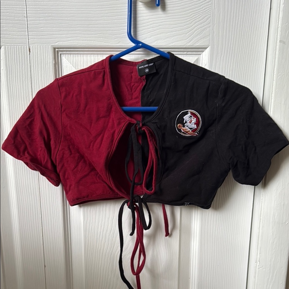 FSU Game Day Cropped Tie-Front Top